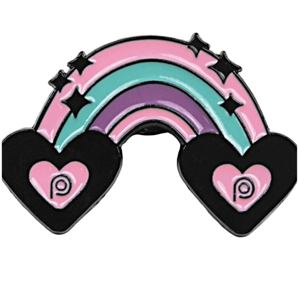 Handmade LGBTQ+ Enamel Pin 1" Trans Rainbow Pop Pin Heart Pink Purple and blue - Picture 4 of 17